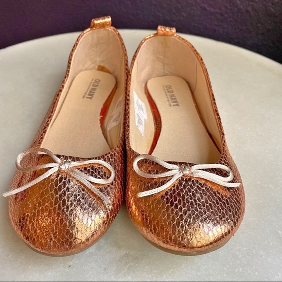 Copper Metallic Reptile Print Flats - Picture 1 of 6